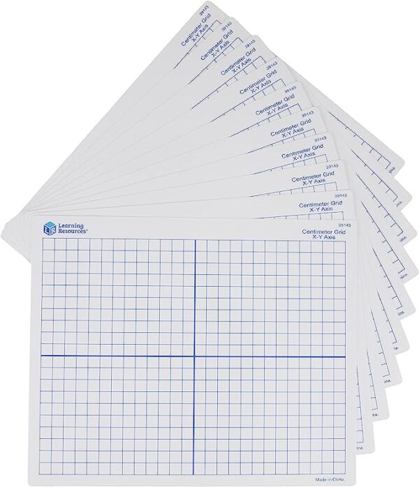 Learning Resources 9"x 11" Double Sided X-Y Axis Dry Erase Mats, Graphing, Math Classroom Accessories, Teaching Aids, Set of 10, Ages 6+